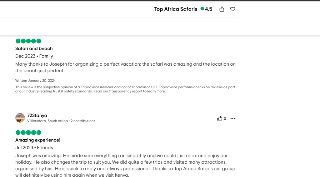 Kenya Safari Review from a client